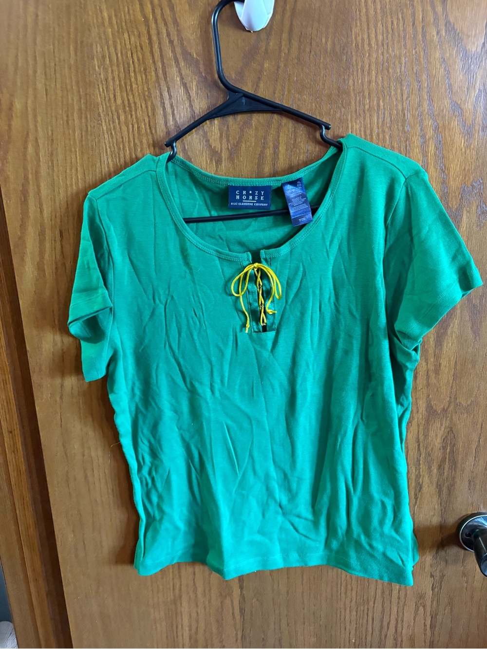 Vintage Green Lace-Up Short Sleeve Top by Liz Claiborne